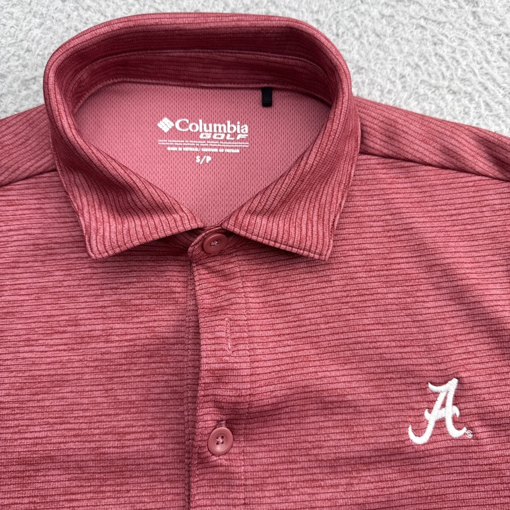 Alabama Crimson Tide Columbia Golf Polo Shirt Mens Small S/S Striped NCAA